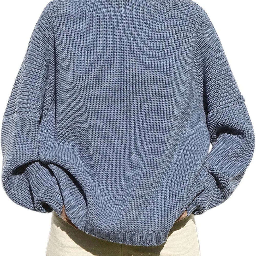Elegant Sky Blue Mock Turtleneck Sweater